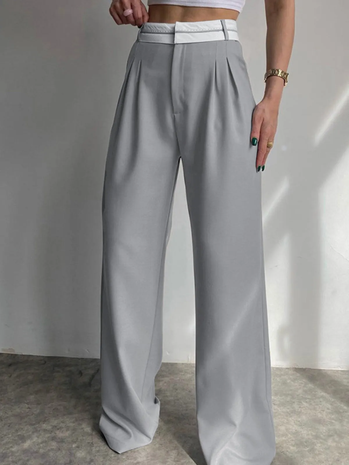 Highway Reverse Waistband Trendy Wide Leg Dress Pants