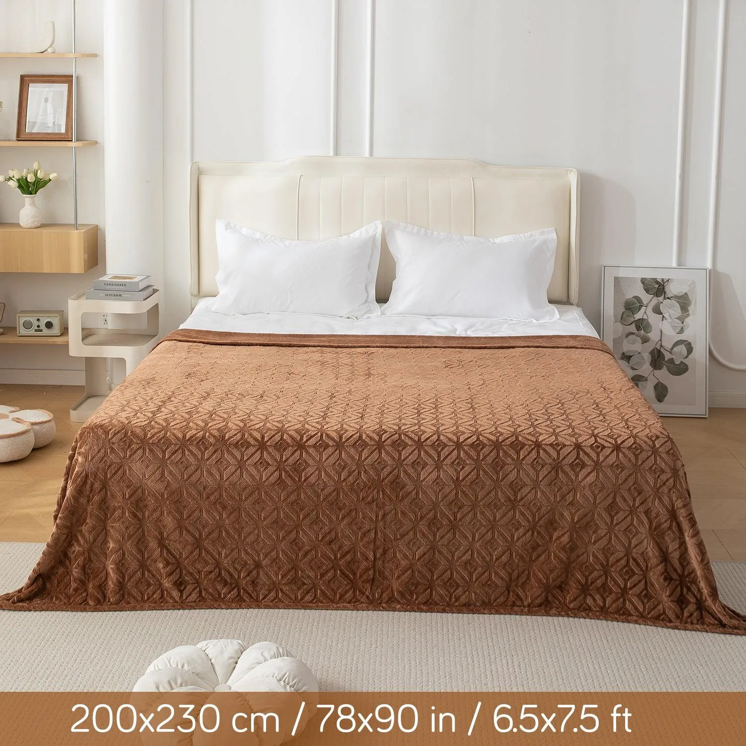 HOKIPO AC Blanket Double Bed Queen, 200x230 cm / 6.5x7.5 feet, Brown