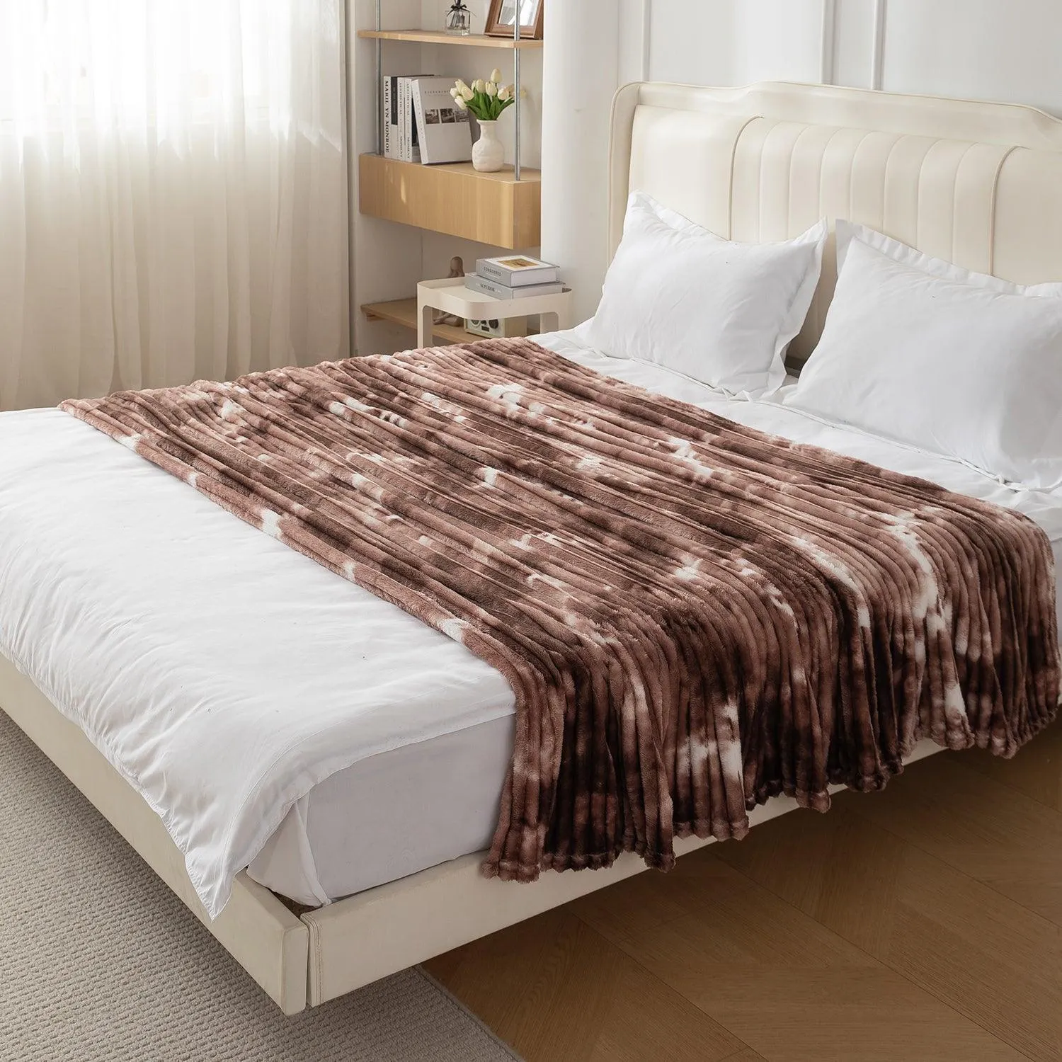 HOKIPO Gradient AC Blanket Double Bed Queen, 200x230 cm / 6.5x7.5 feet, Brown