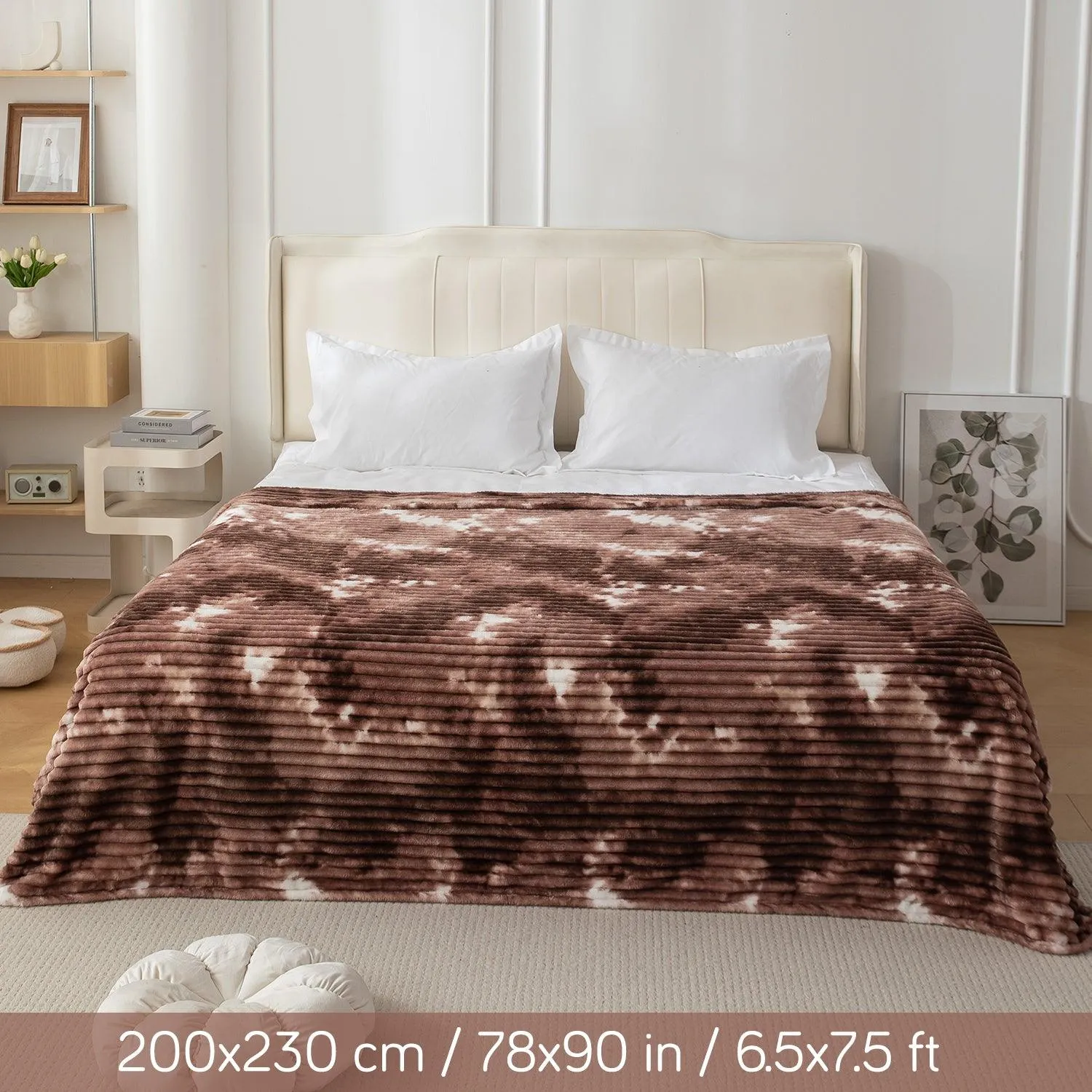 HOKIPO Gradient AC Blanket Double Bed Queen, 200x230 cm / 6.5x7.5 feet, Brown