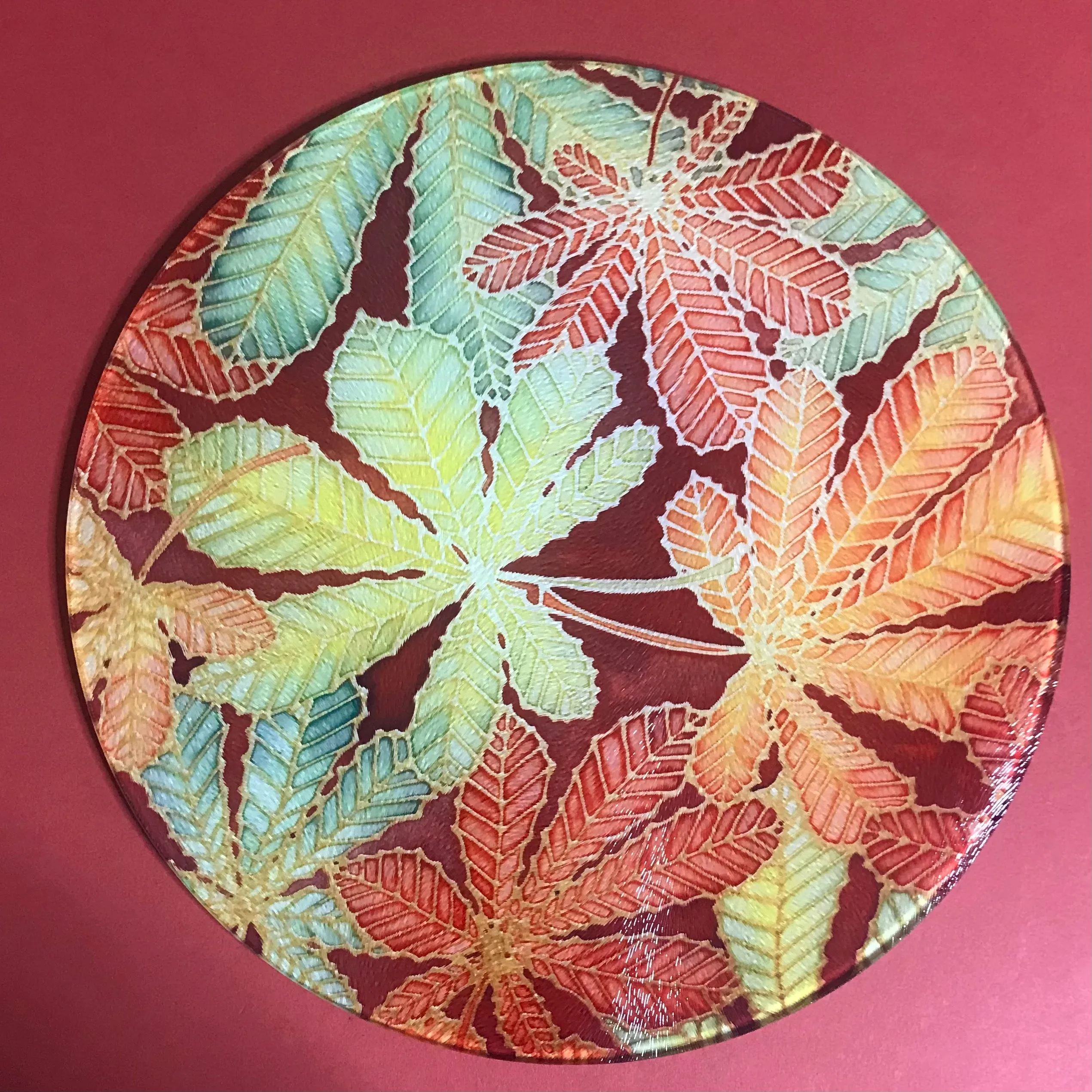 Horse Chestnut Leaves Placemats - green rust table mats & coasters - Leaves Chopping Board