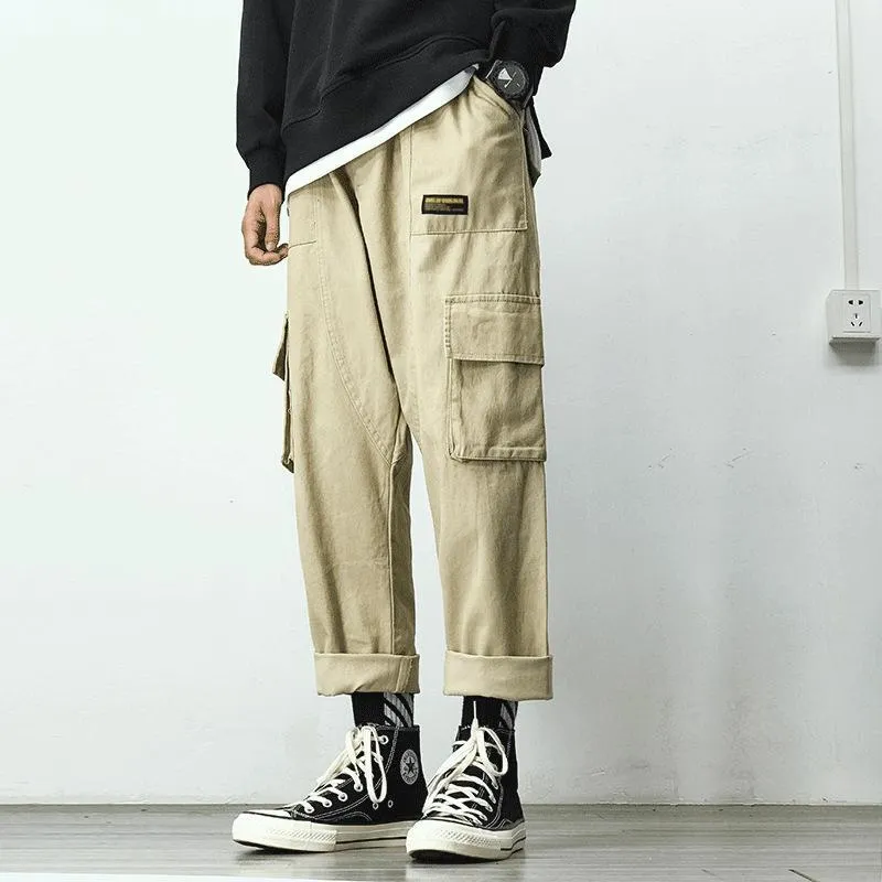 ins Street Style Men Trendy Straight Loose Student All-Matching Japanese Casual Long Korean Cargo Pants