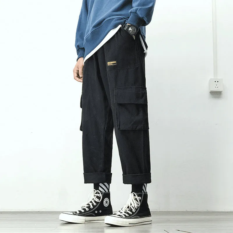 ins Street Style Men Trendy Straight Loose Student All-Matching Japanese Casual Long Korean Cargo Pants