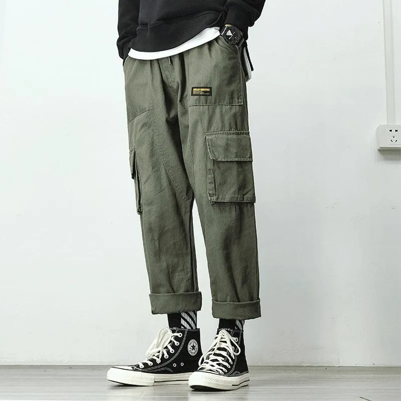 ins Street Style Men Trendy Straight Loose Student All-Matching Japanese Casual Long Korean Cargo Pants