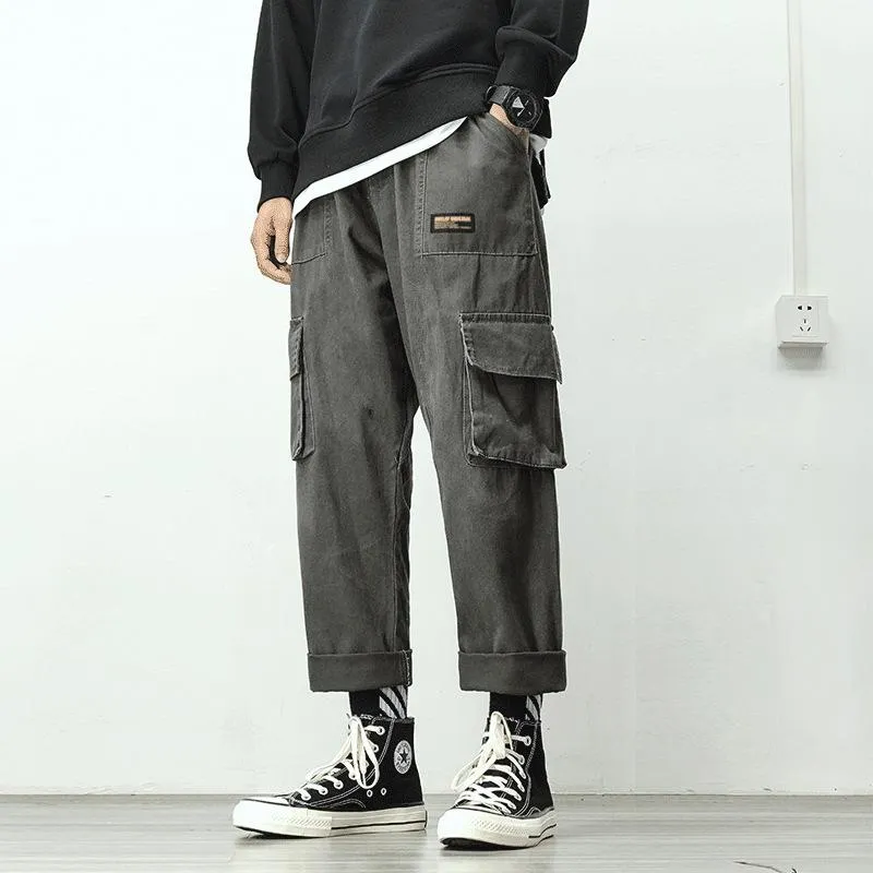 ins Street Style Men Trendy Straight Loose Student All-Matching Japanese Casual Long Korean Cargo Pants