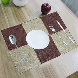 Kuber Industries Laminated Patch PVC 6 Pieces Table Placemat, Brown