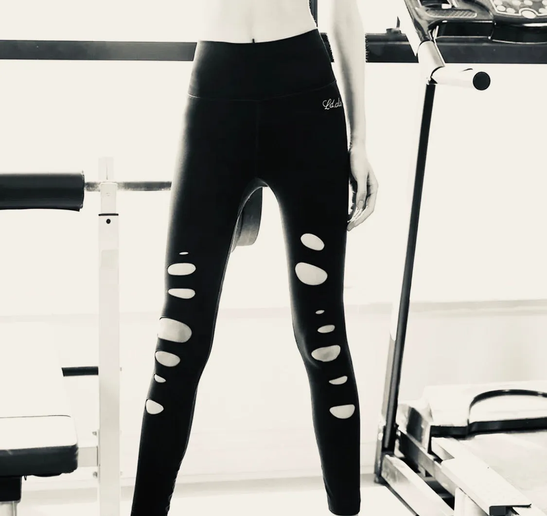 Laser Cut Leggings in Black