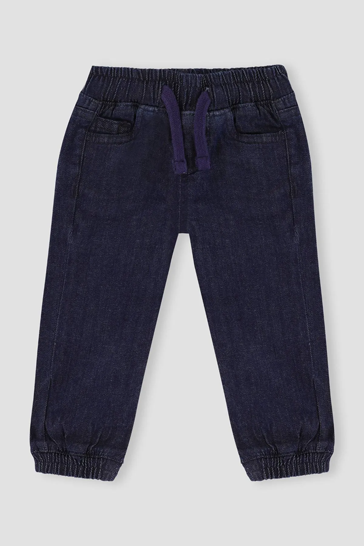 Leo Dark Wash Denim Jogger Pant For Baby Boy - Dark Blue