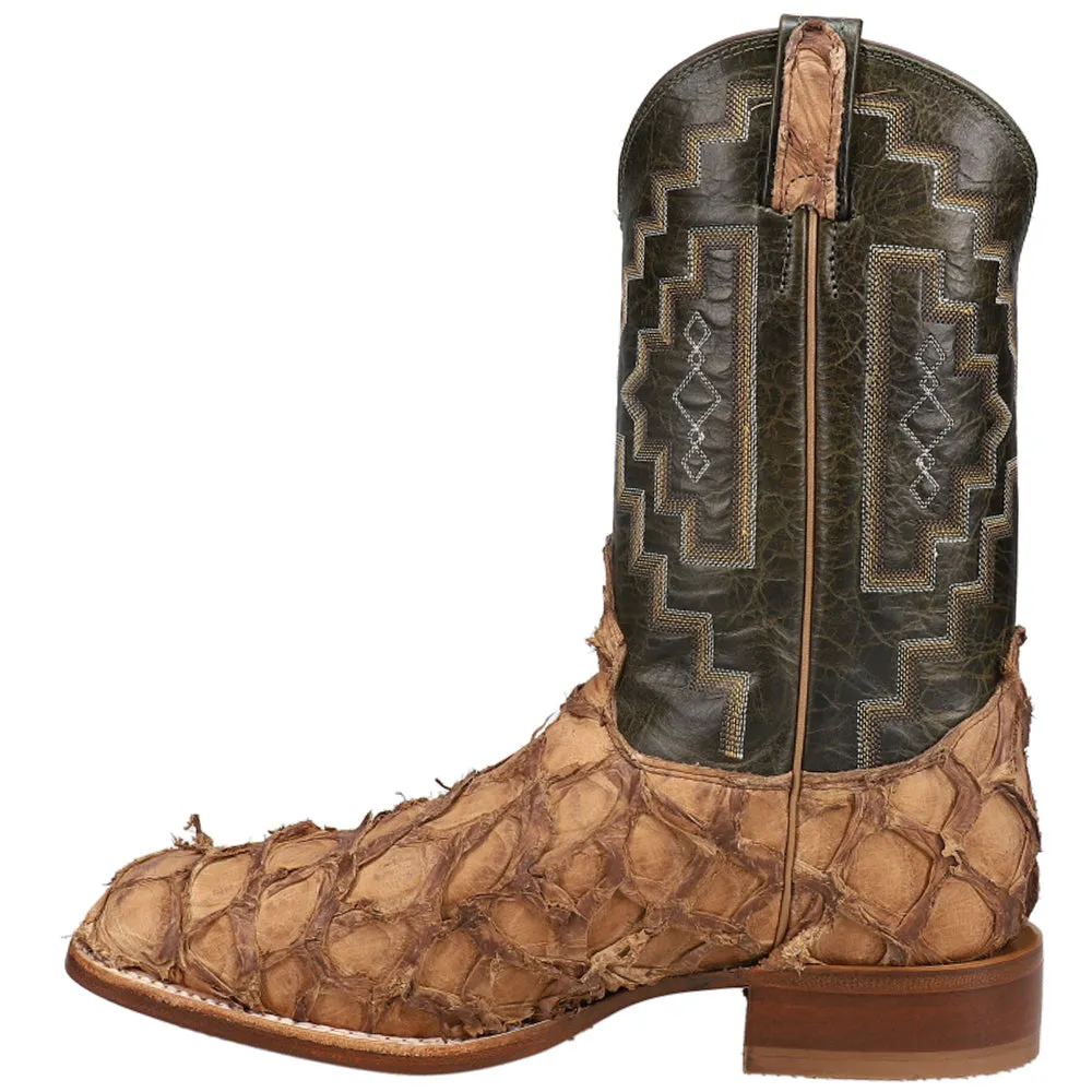 Leviathan Southwest Embroidered Pirarucu Square Toe Cowboy Boots