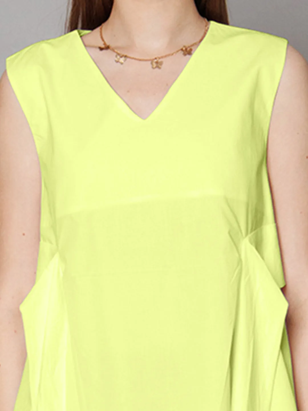 Lime Yellow Solid Relaxed Fit Top