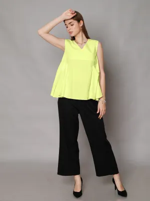 Lime Yellow Solid Relaxed Fit Top