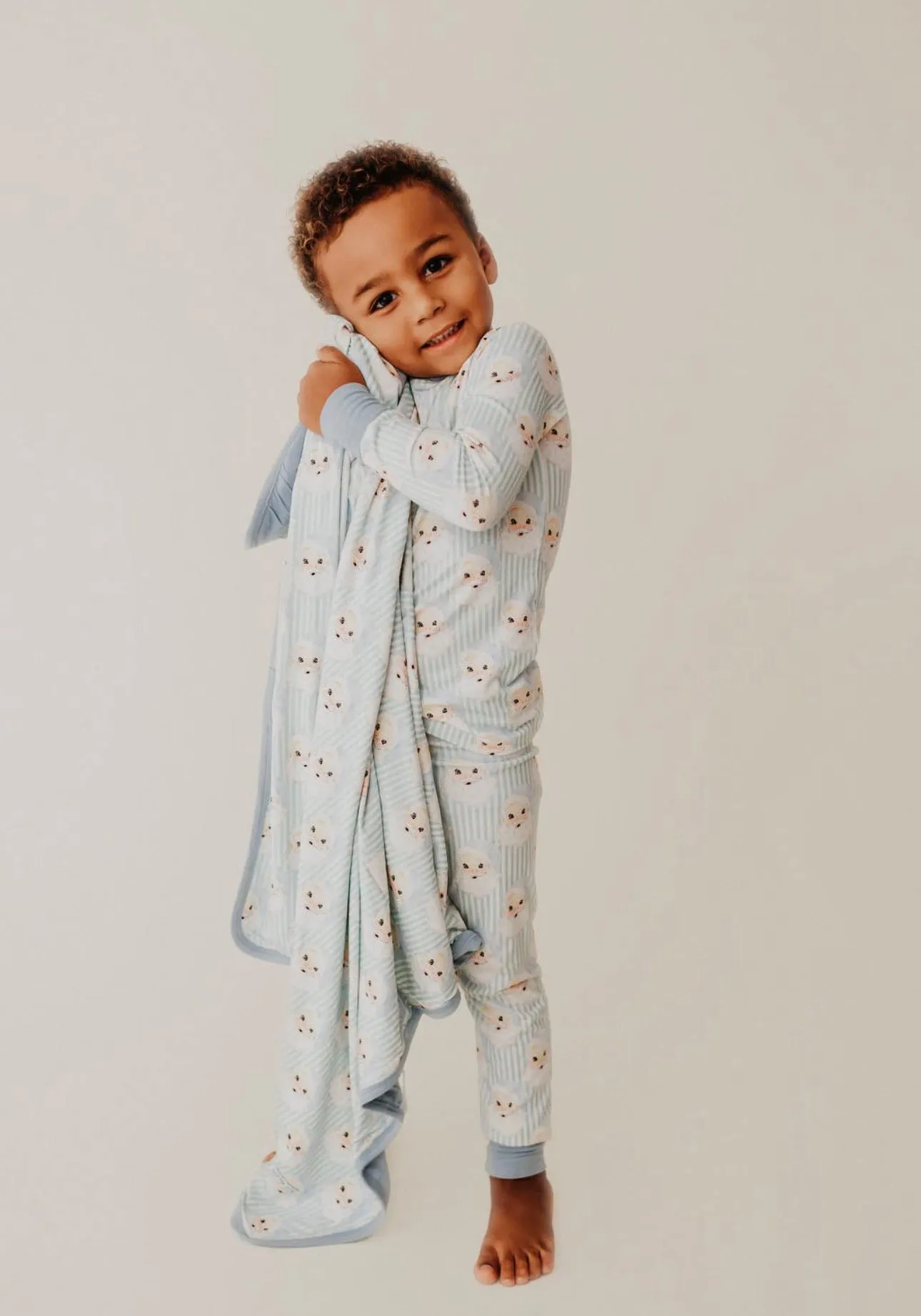 Lottie Lou Bamboo Blue Santa Claus Two Piece Pajamas