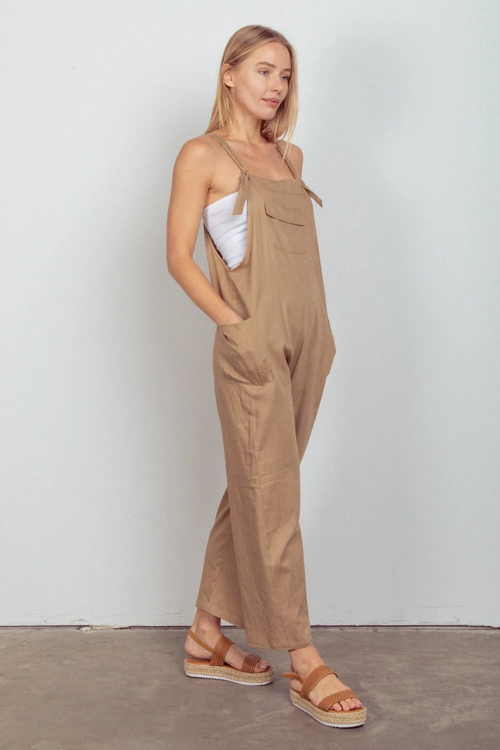 Lovely Day Relaxed Fit Solid Linen Casual Jumpsuit