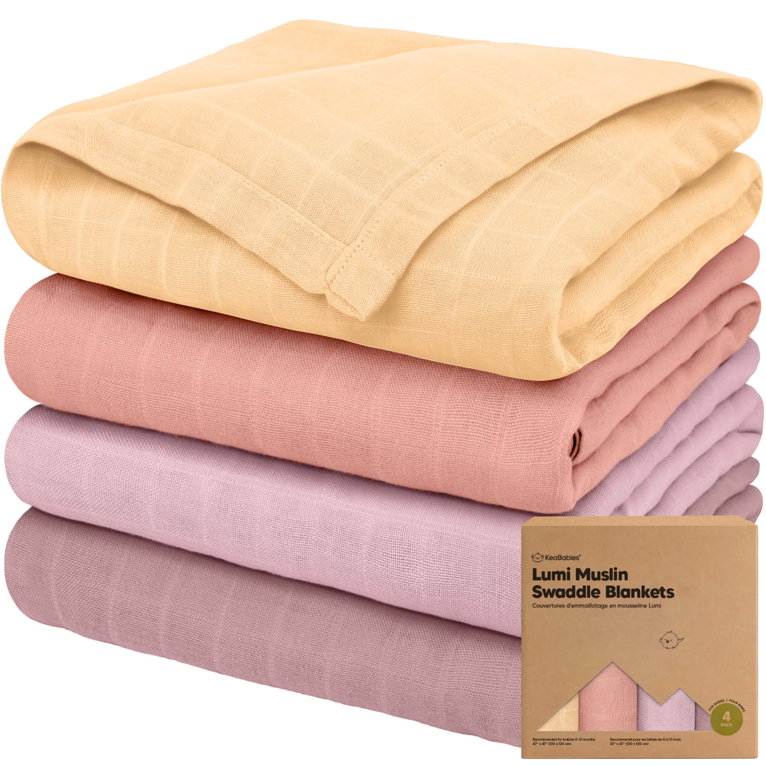 Lumi Muslin Swaddle Blankets (Lavender)