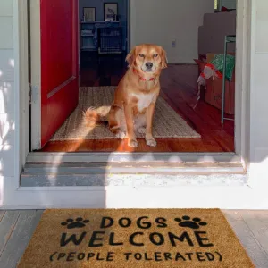 MAINEVENT Coir Welcome Mat - Dogs Welcome 30 x 17 Inch