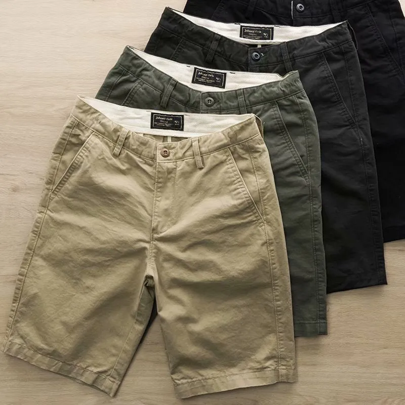 Men Stretchable Cargo Cotton Solid Colored Hong Kong Trendy All-Matching Student Mid-Length Casual Pants Shorts