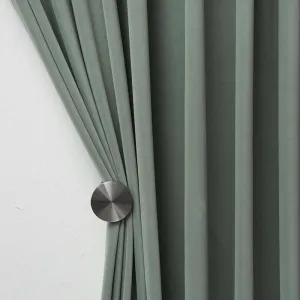 Mila Luxury Plush Plain Velvet Curtains - Greenish Gray