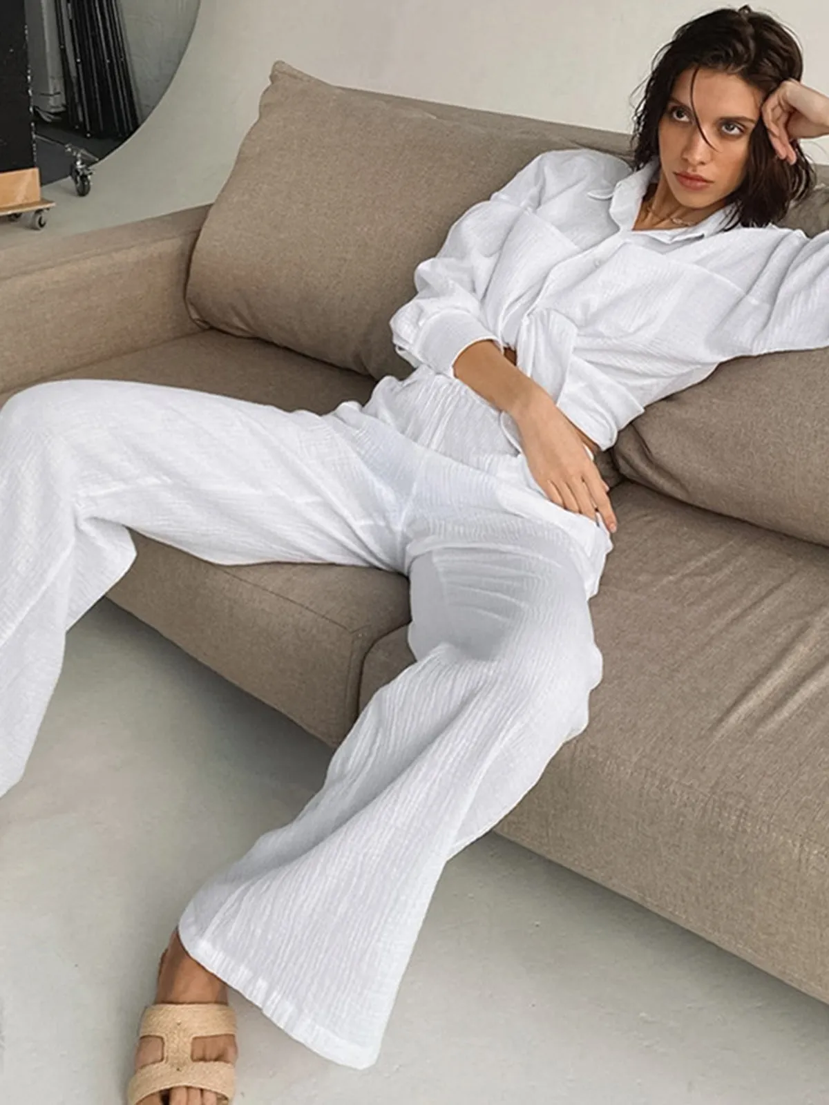 Minimalist Cotton Two Trendy Piece Pants Set