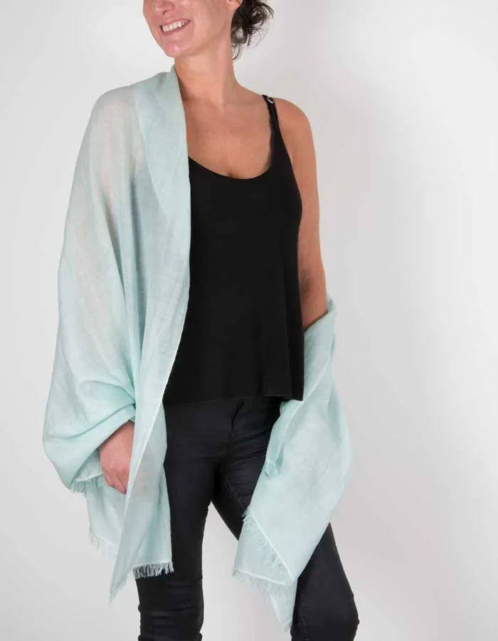 Mint Green Shawl Wool Silk Mix