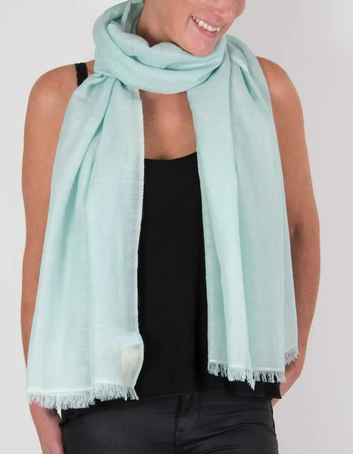 Mint Green Shawl Wool Silk Mix