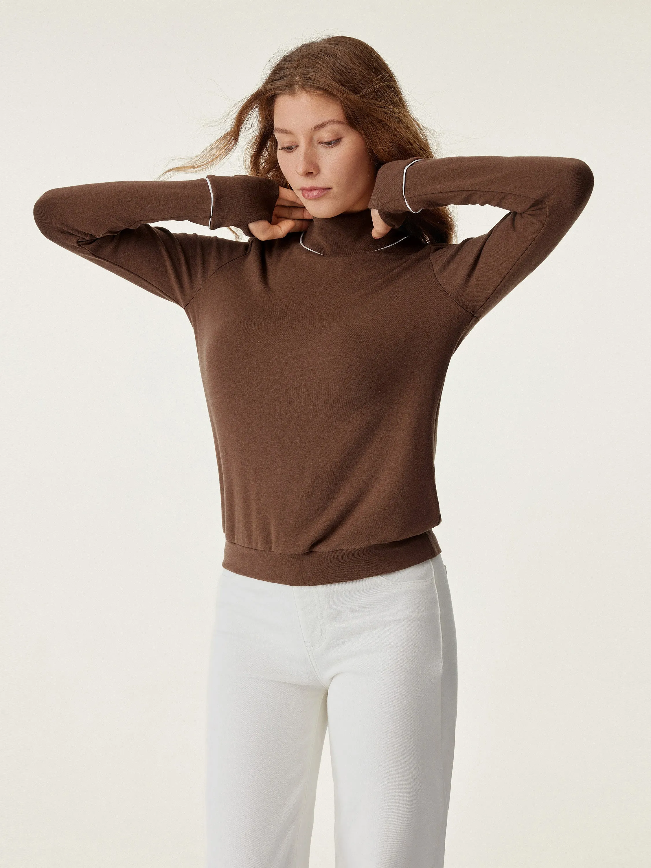 Mockneck Relaxed Pipping Brami Top