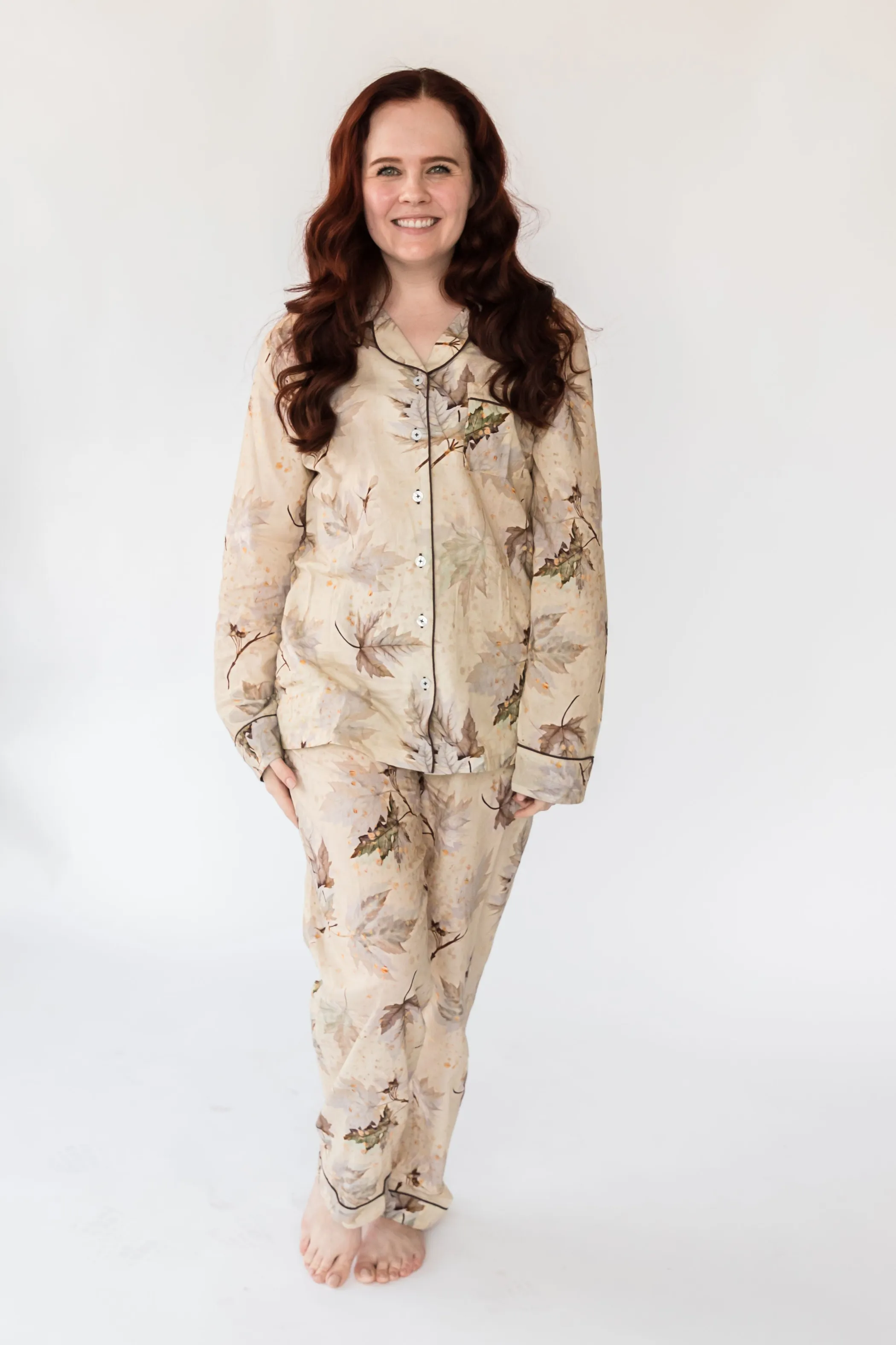 Myra Women's Long Sleeve Shirt & Pajama Set