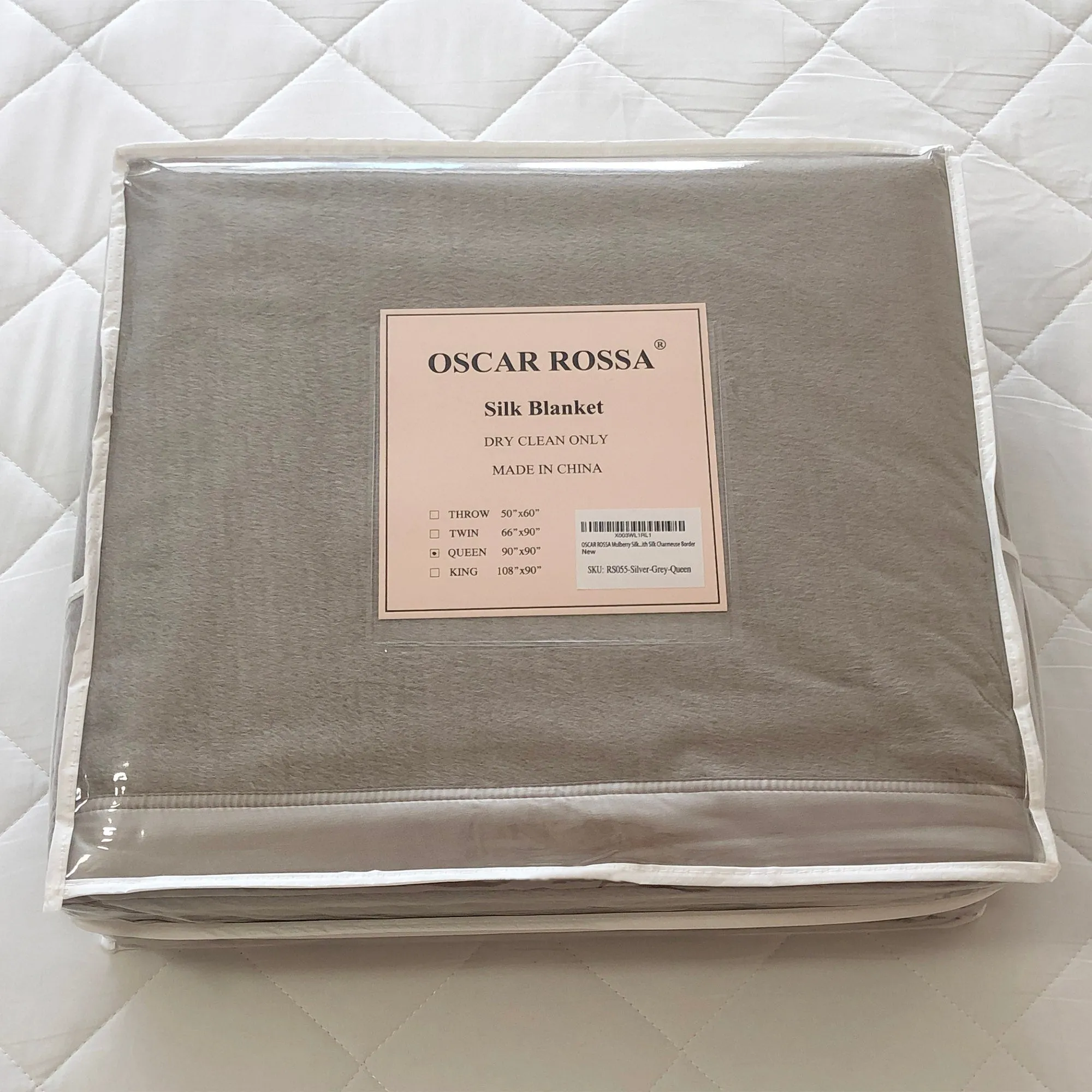 OSCAR ROSSA Mulberry Silk Bed Blanket with Silk Charmeuse Border