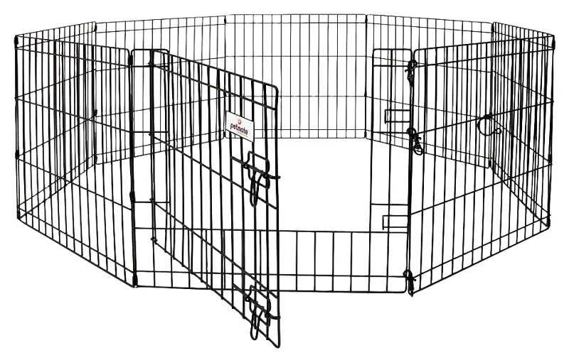 Petmate 55014 Exercise Pen with Door, 192 in OAL, 0.3 in OAW, 42 in OAH, Black :EA: QUANTITY: 1