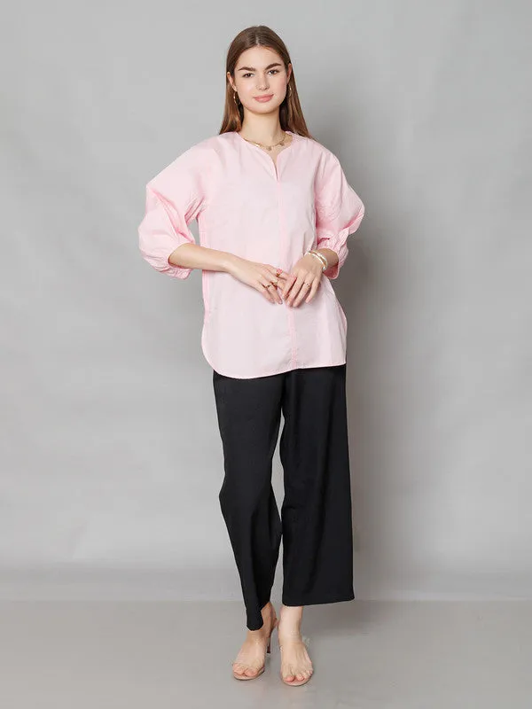 Pink Solid Relaxed Fit Top