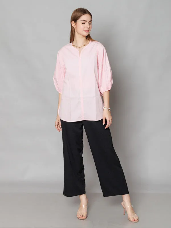 Pink Solid Relaxed Fit Top