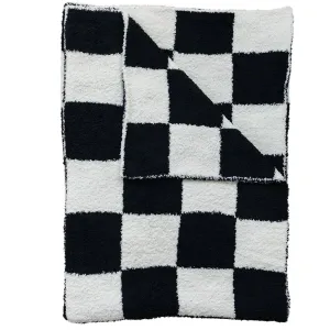 Plush Blanket | Black   White Checkered