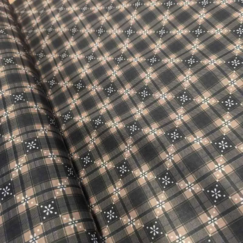 Printed Tartan Plaid in Navy Blue and Grey Laminated PUL Fabric