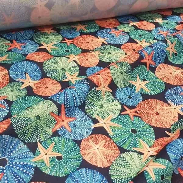 PUL Fabric, Digital Print Corals and Starfish