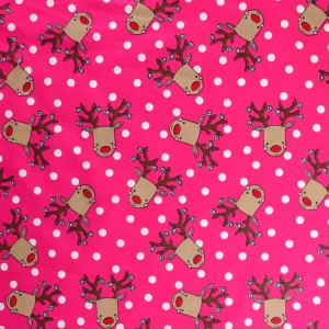 Reindeer on Pink Printed Flannelette