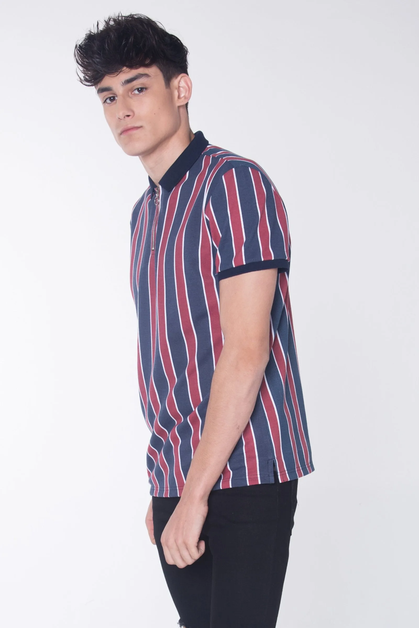 Relaxed Fit Polo Shirt With Zipper Detail