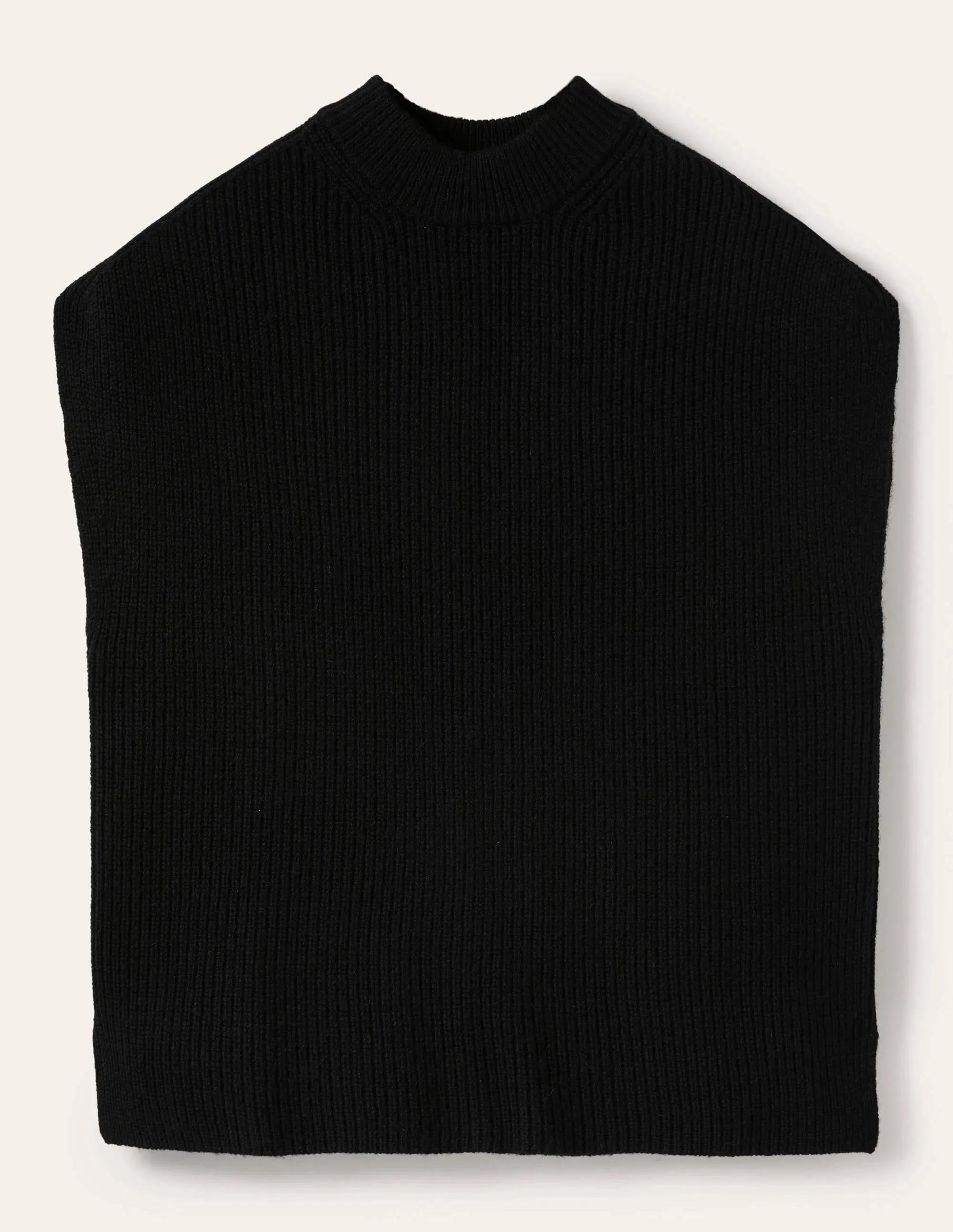 Relaxed Rib Sleeveless Jumper-Black