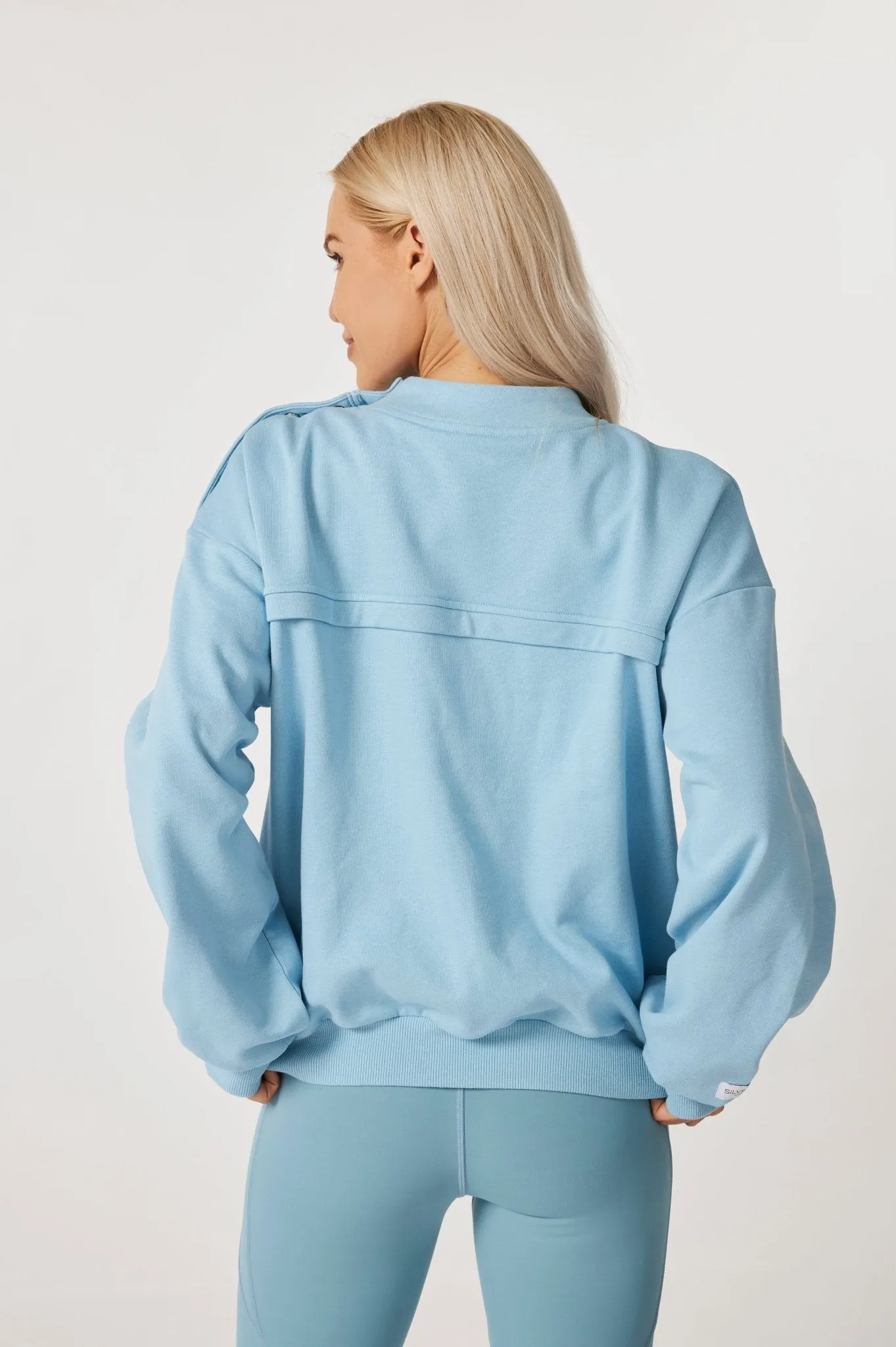 Relaxed Two-way Oversized Sweatshirt - Calm Blue