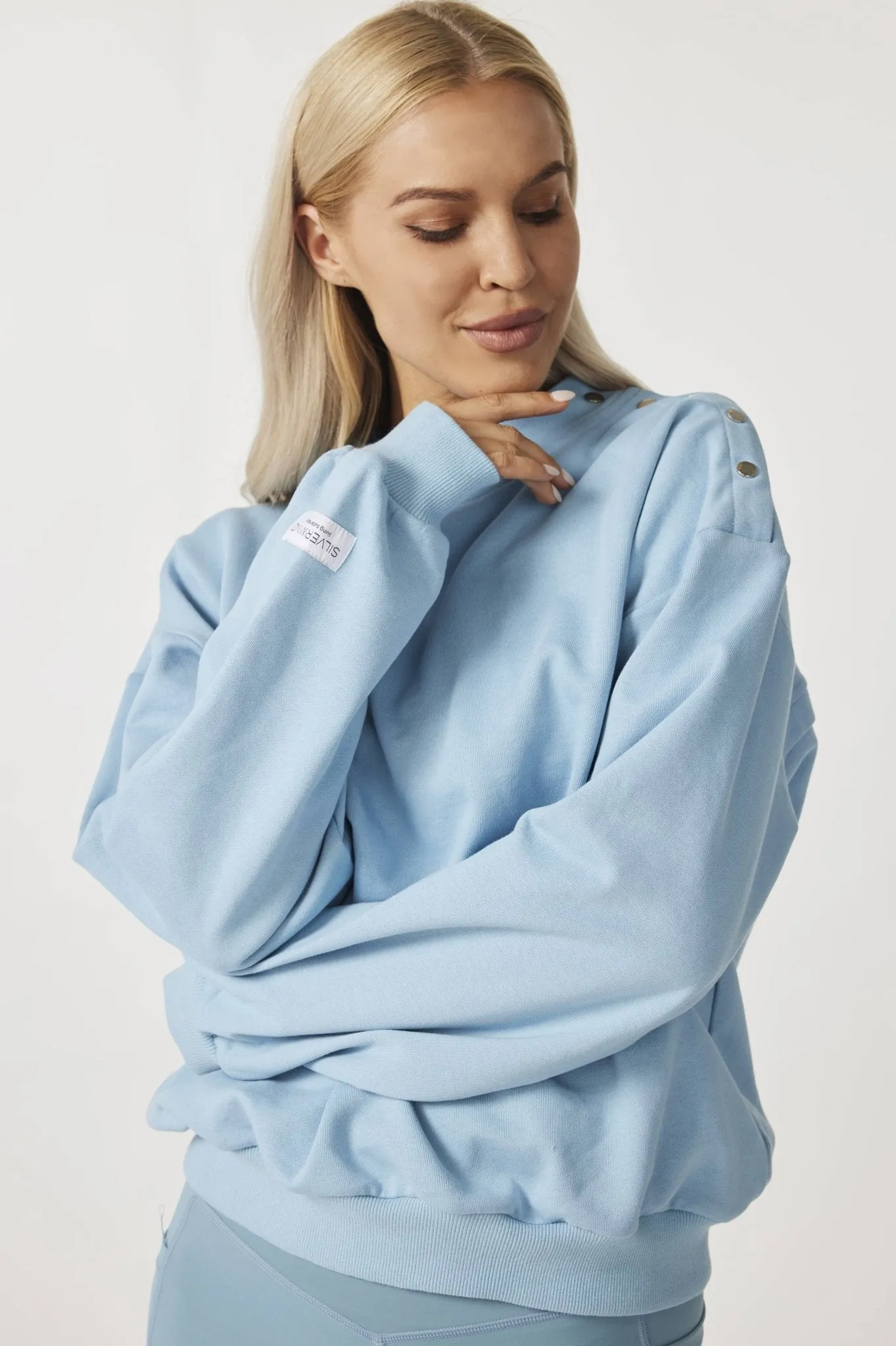 Relaxed Two-way Oversized Sweatshirt - Calm Blue