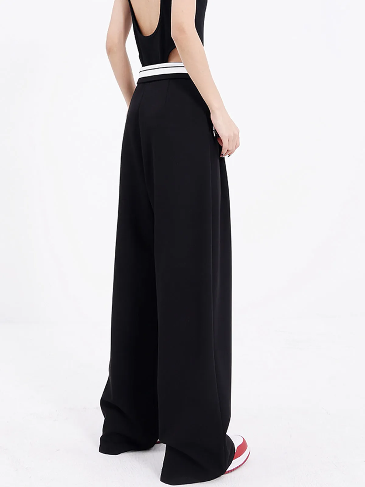 Reverse Waistband Baggy Trendy Wide Leg Pants