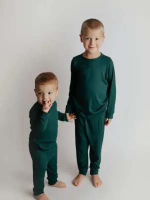 Ribbed Forest Green Kids Jammies/Loungewear