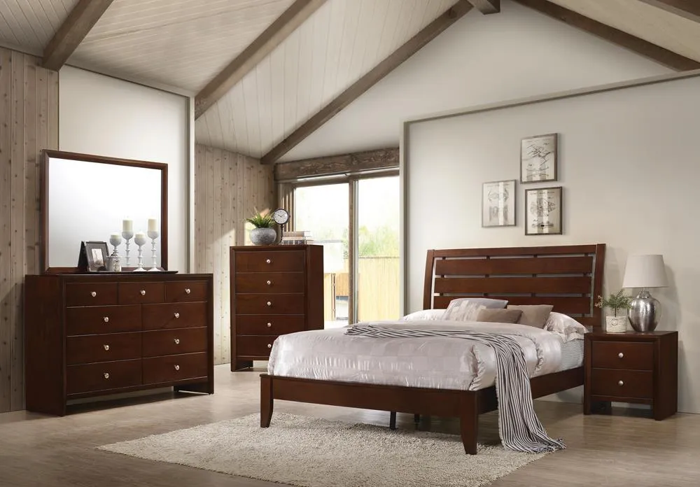 Serenity Full Panel Bed with Cut-out Headboard Rich Merlot