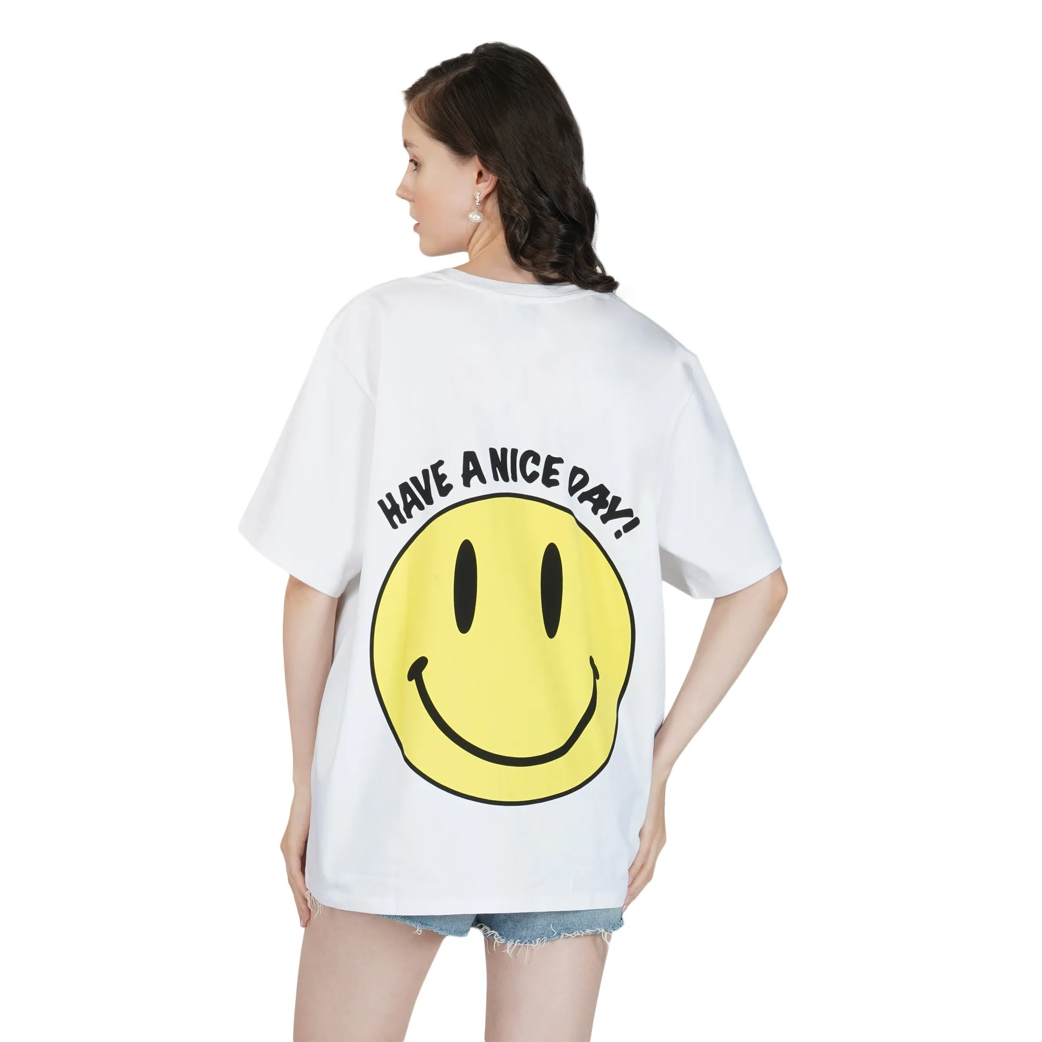 SLAY. Women's Have a Nice Day Print Oversized Drop shoulder T-shirt