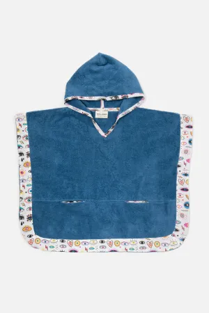 Starry Eyes Rough Blue | Kids' Poncho