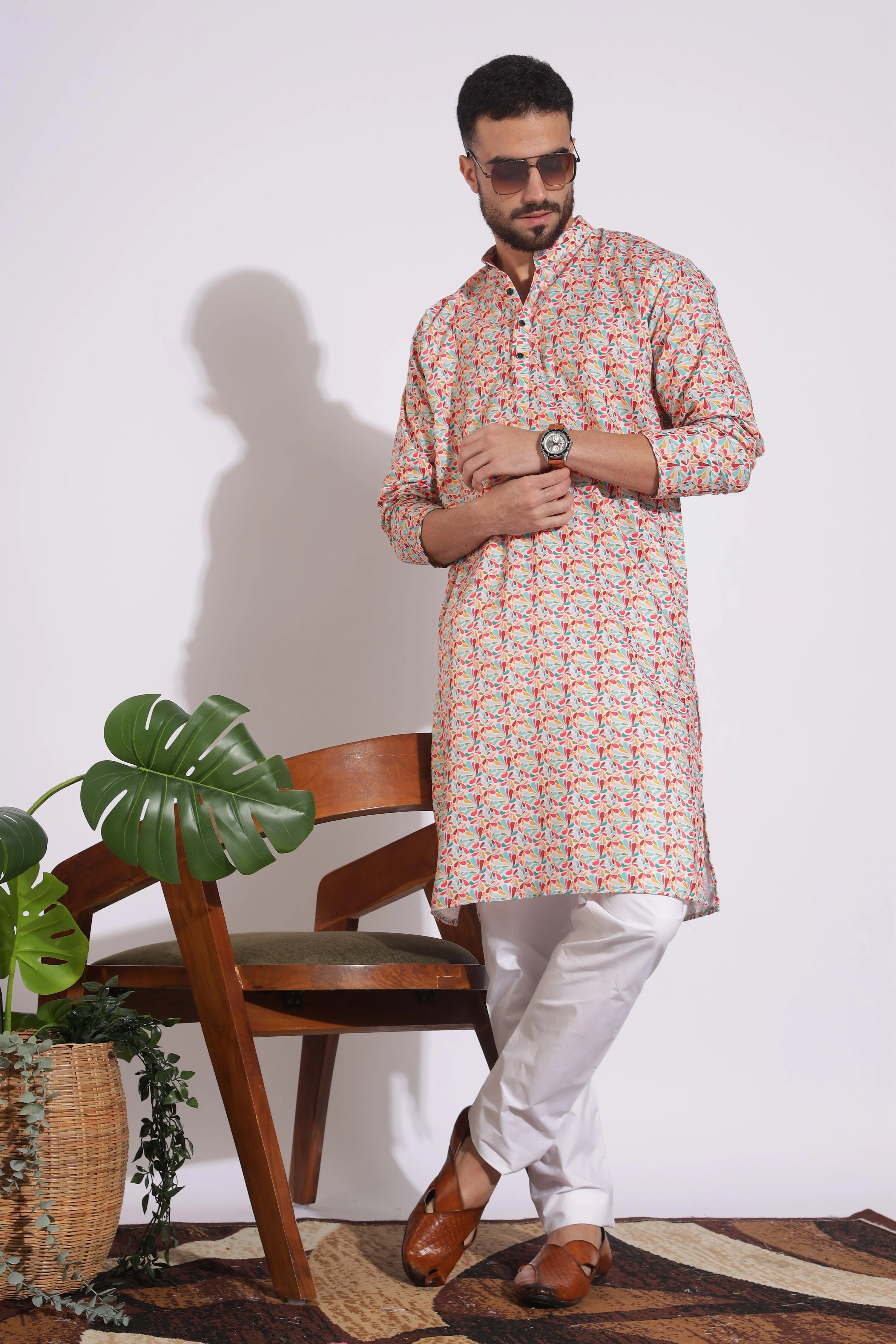 Stylish Print Cotton Multi Color Floral Kurta