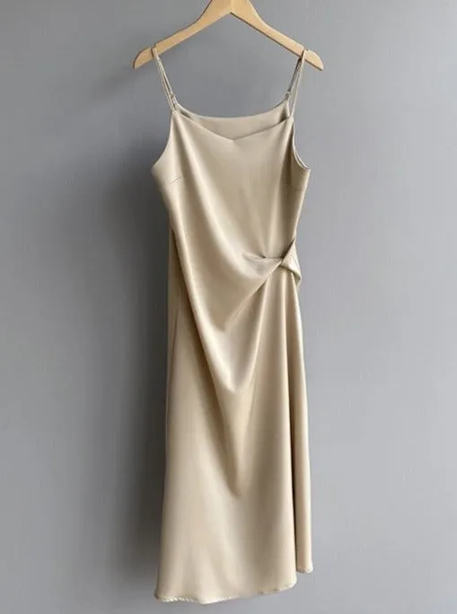 Stylish Satin Slip Dress - Green