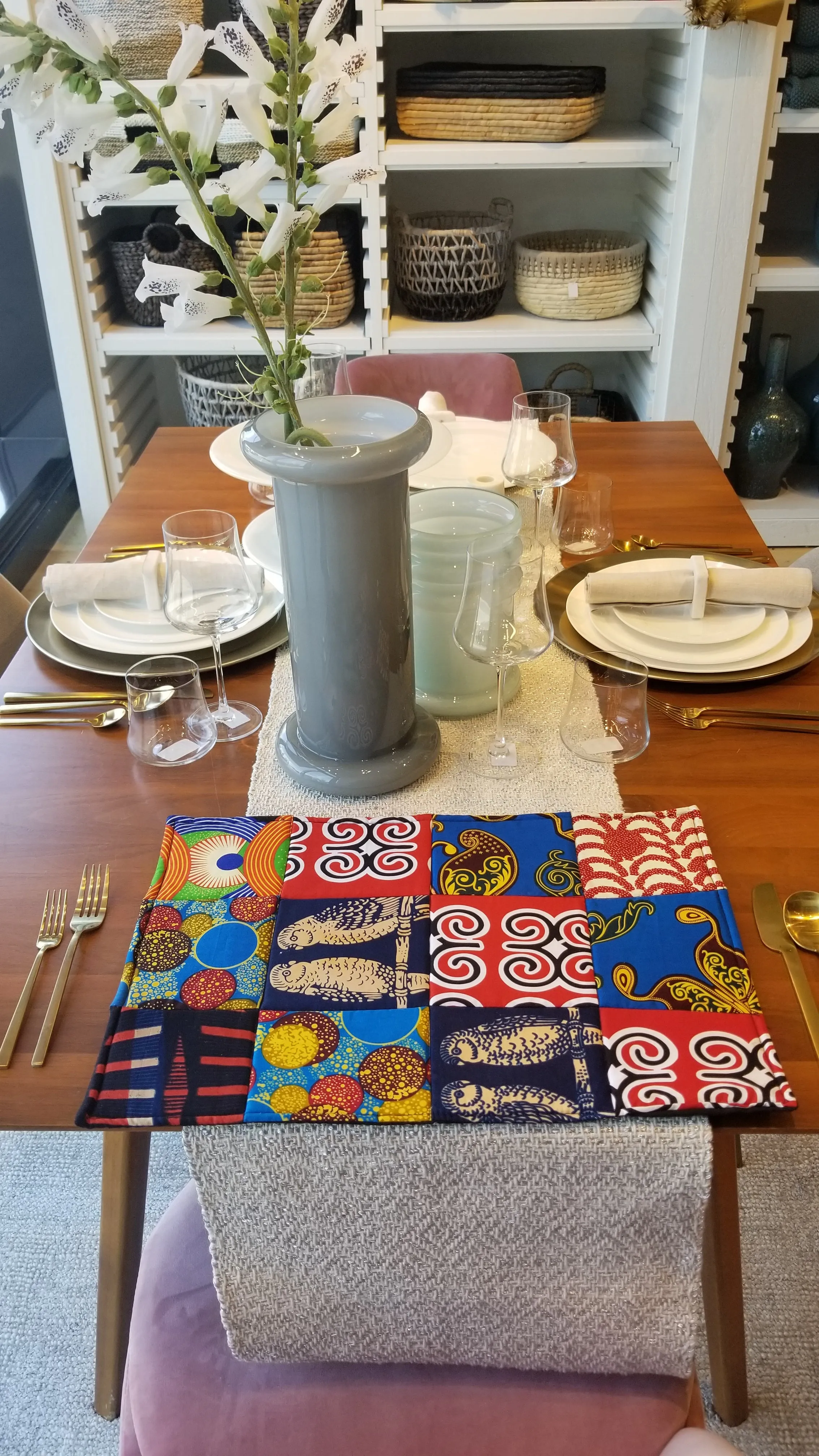 Table Place Mat Kitenge Patch | Rectangle Hand sewn