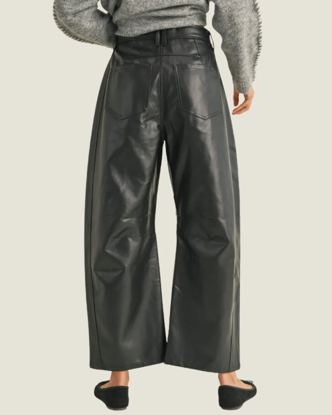 The Dante: Black Pleather Barrel Pants