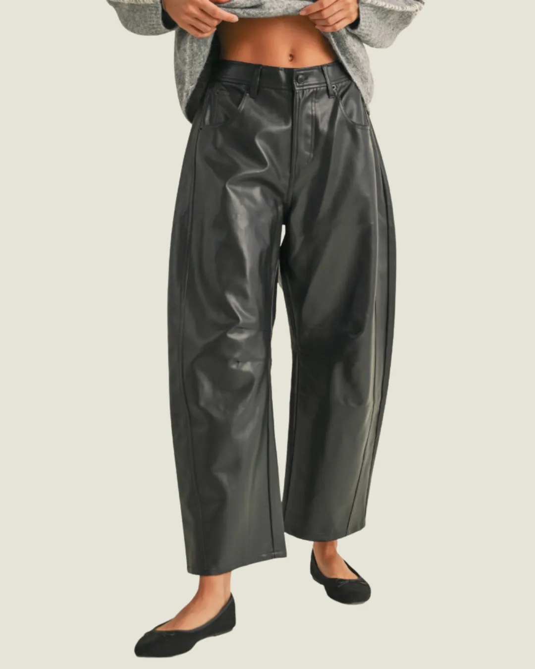 The Dante: Black Pleather Barrel Pants