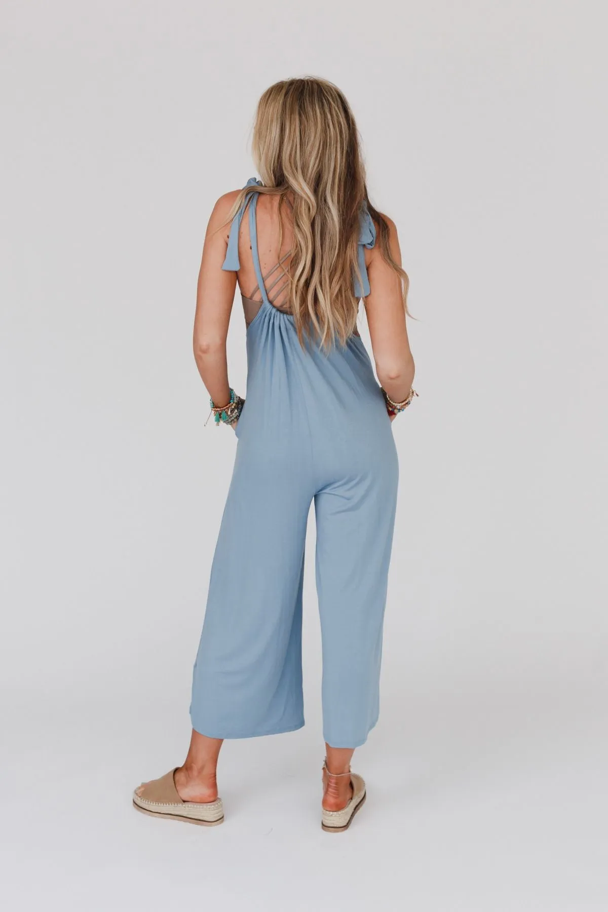 The Nest Forever Relaxed Gathered Jumpsuit - Light Denim