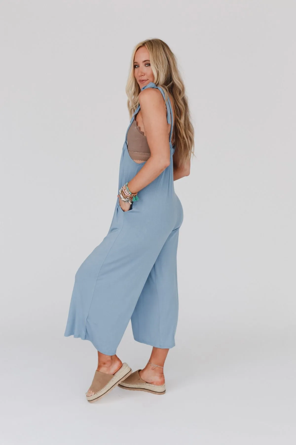 The Nest Forever Relaxed Gathered Jumpsuit - Light Denim